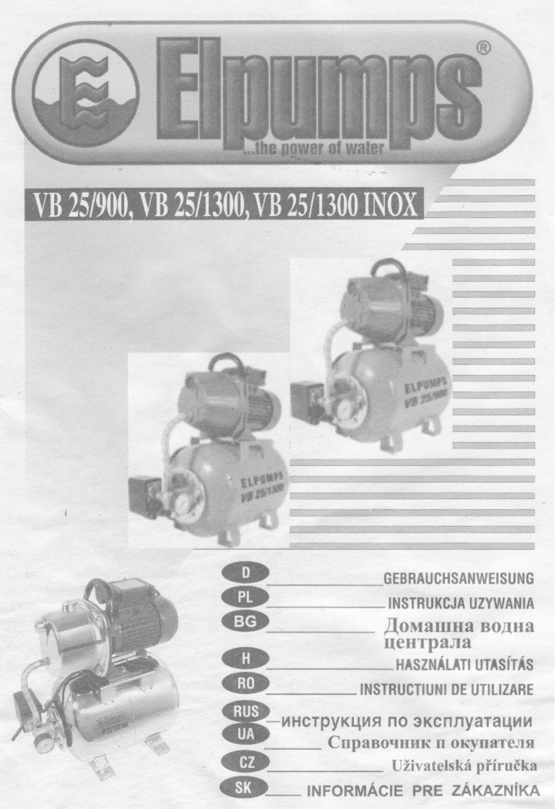 Elpums VB 25-1300 INOX, VB 25-900, VB 25-1300 User Manual