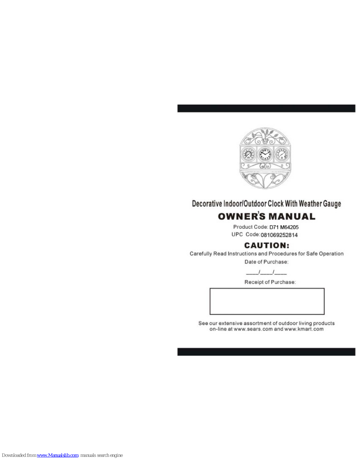 Sears D71 M64205 Owner's Manual