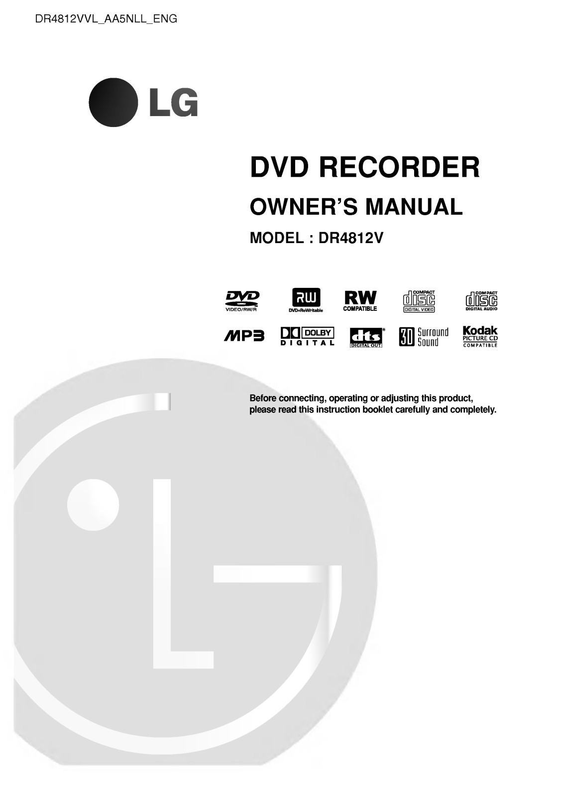 LG DR4812VVL Owner’s Manual