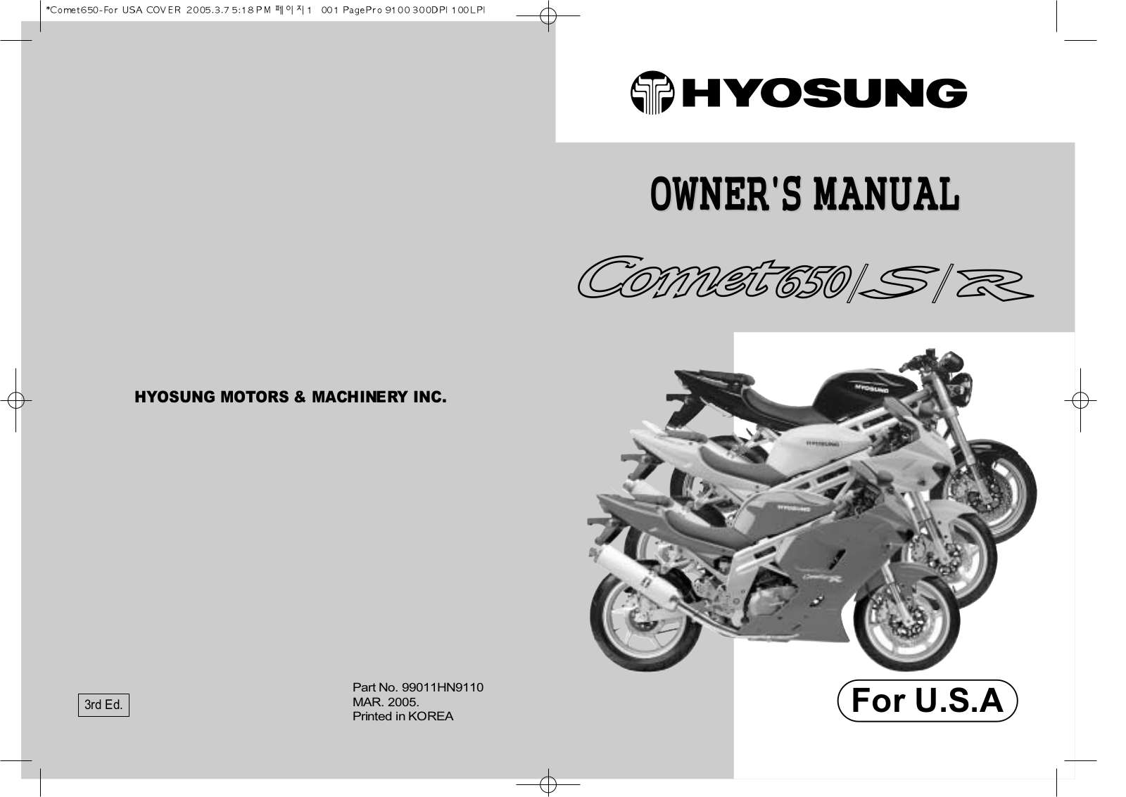 Hyosung GT650S User Manual