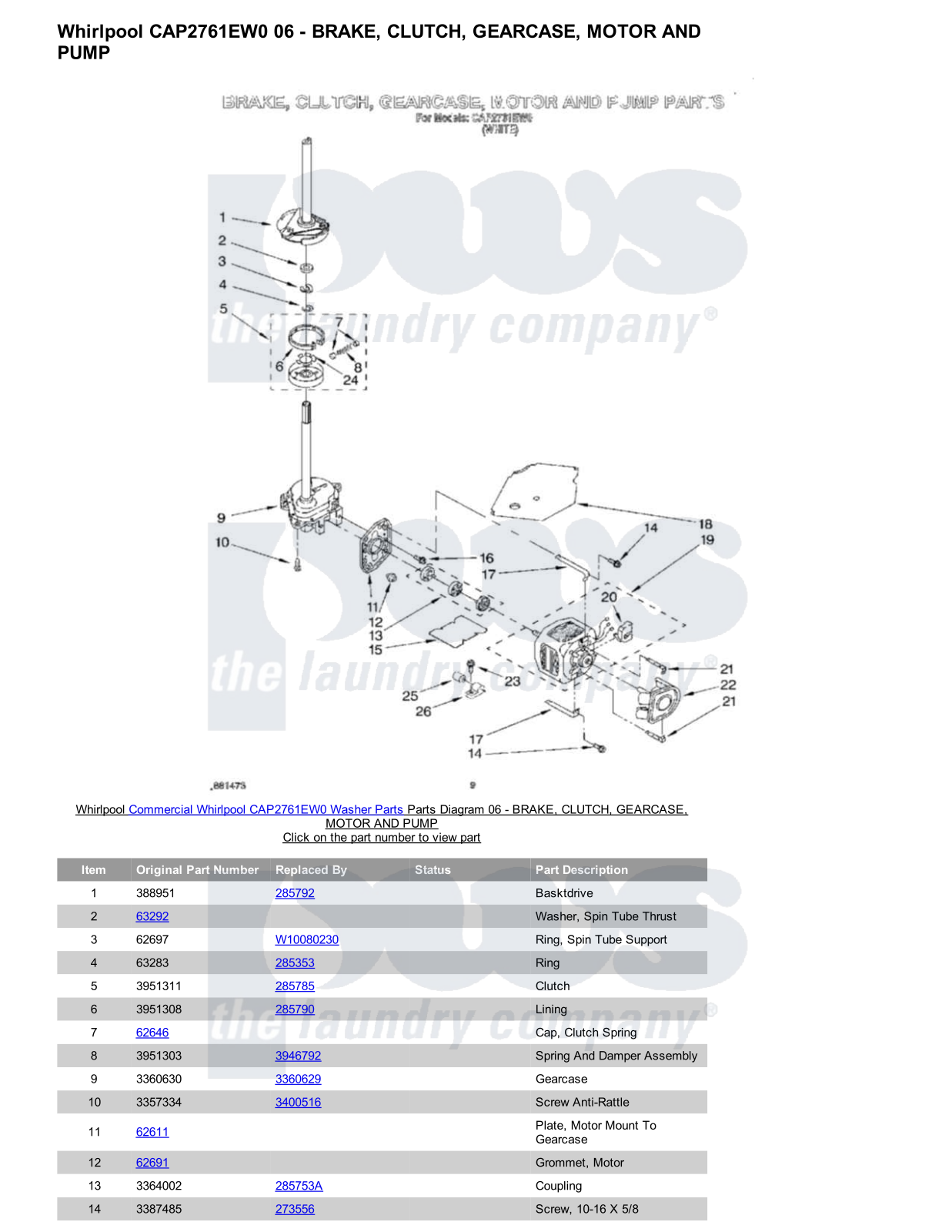 Whirlpool CAP2761EW0 Parts Diagram