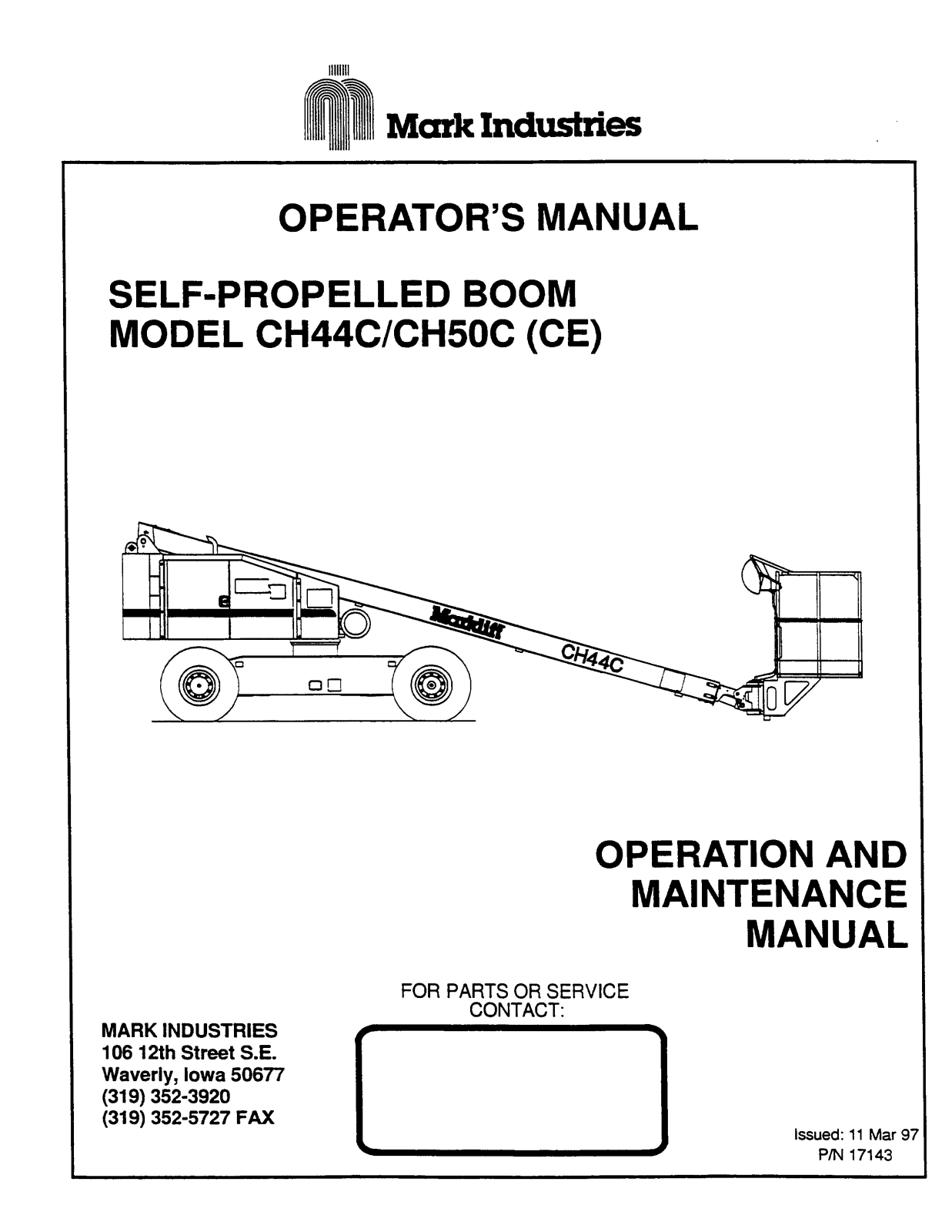 Marklifts CH44C, CH50C Operator's Manual - ManualMachine.com