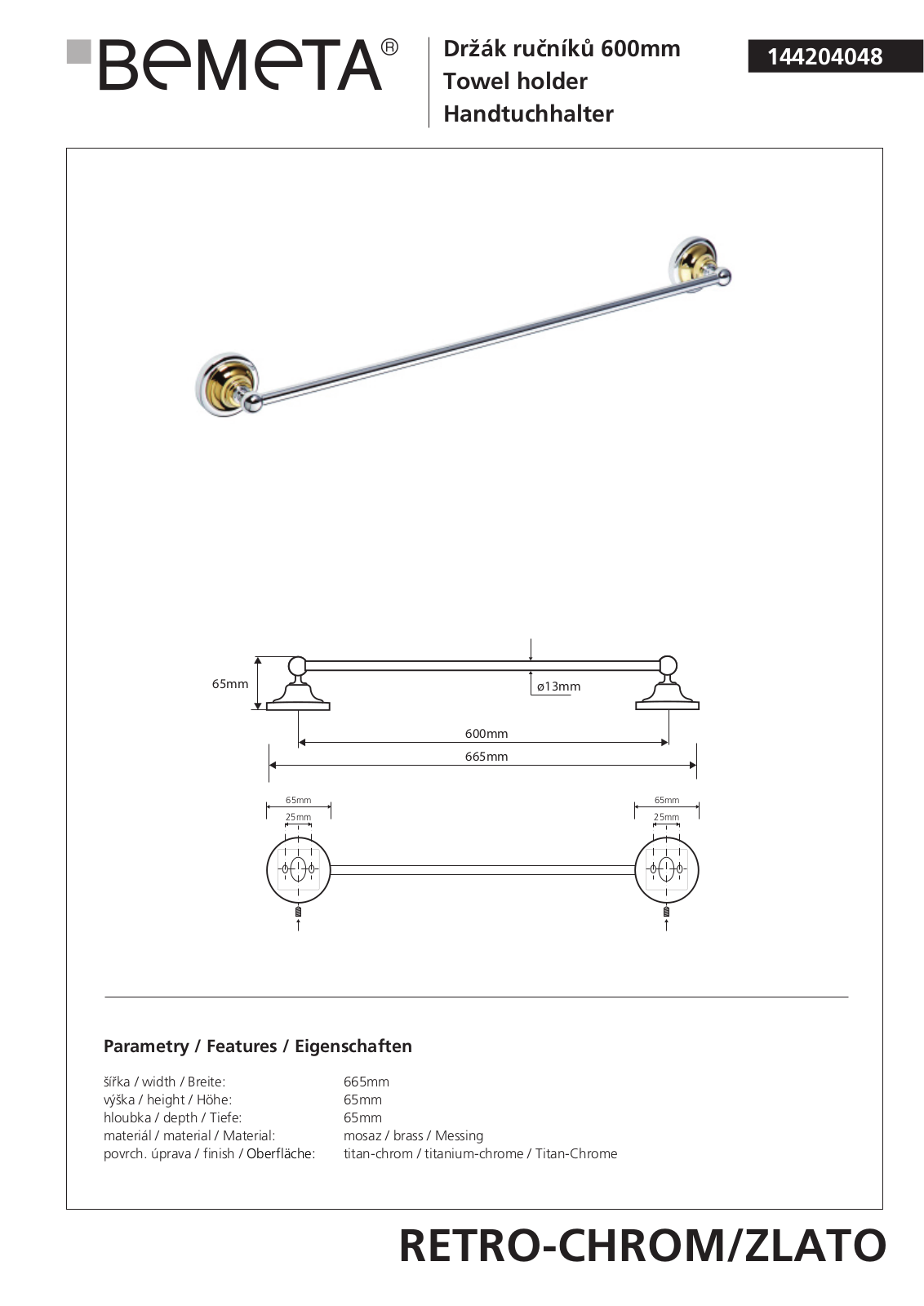Bemeta RETRO - BRONZ 144204048 User guide - ManualMachine.com