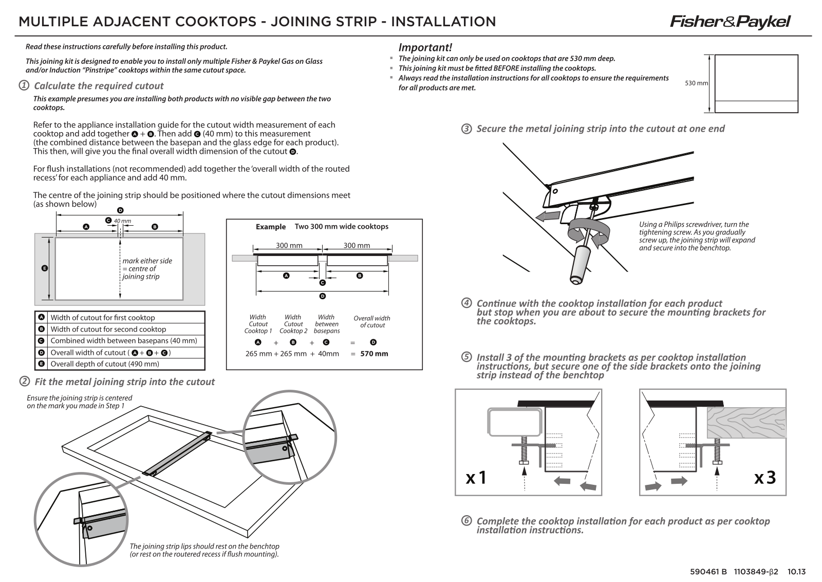 Fisher & Paykel CG302DLPGB1 Installation and Operation Guide