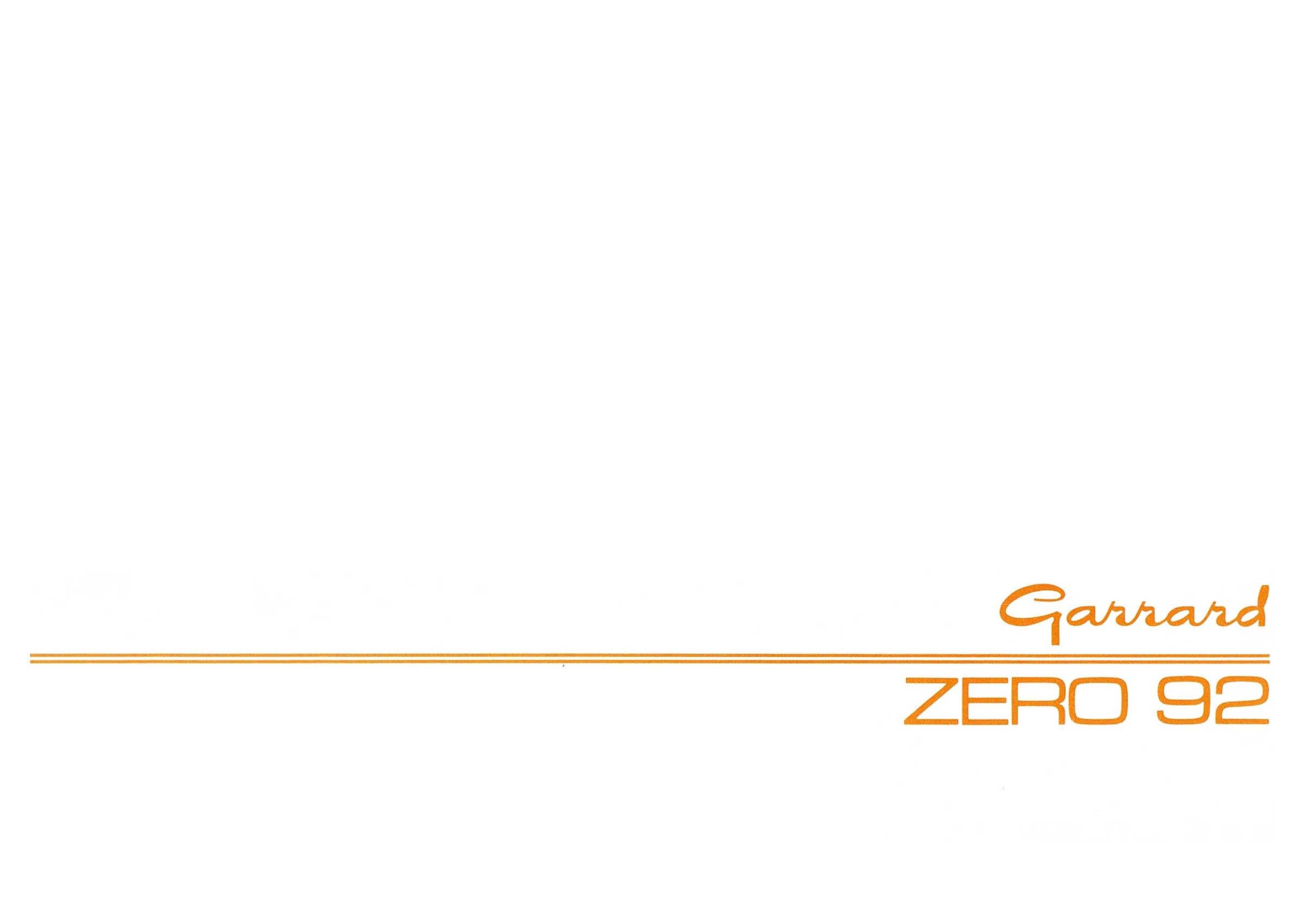 Garrard Zero-92 Owners Manual