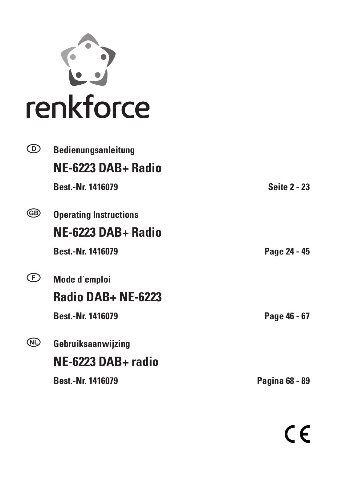 Renkforce NE-6223 Operating Instructions