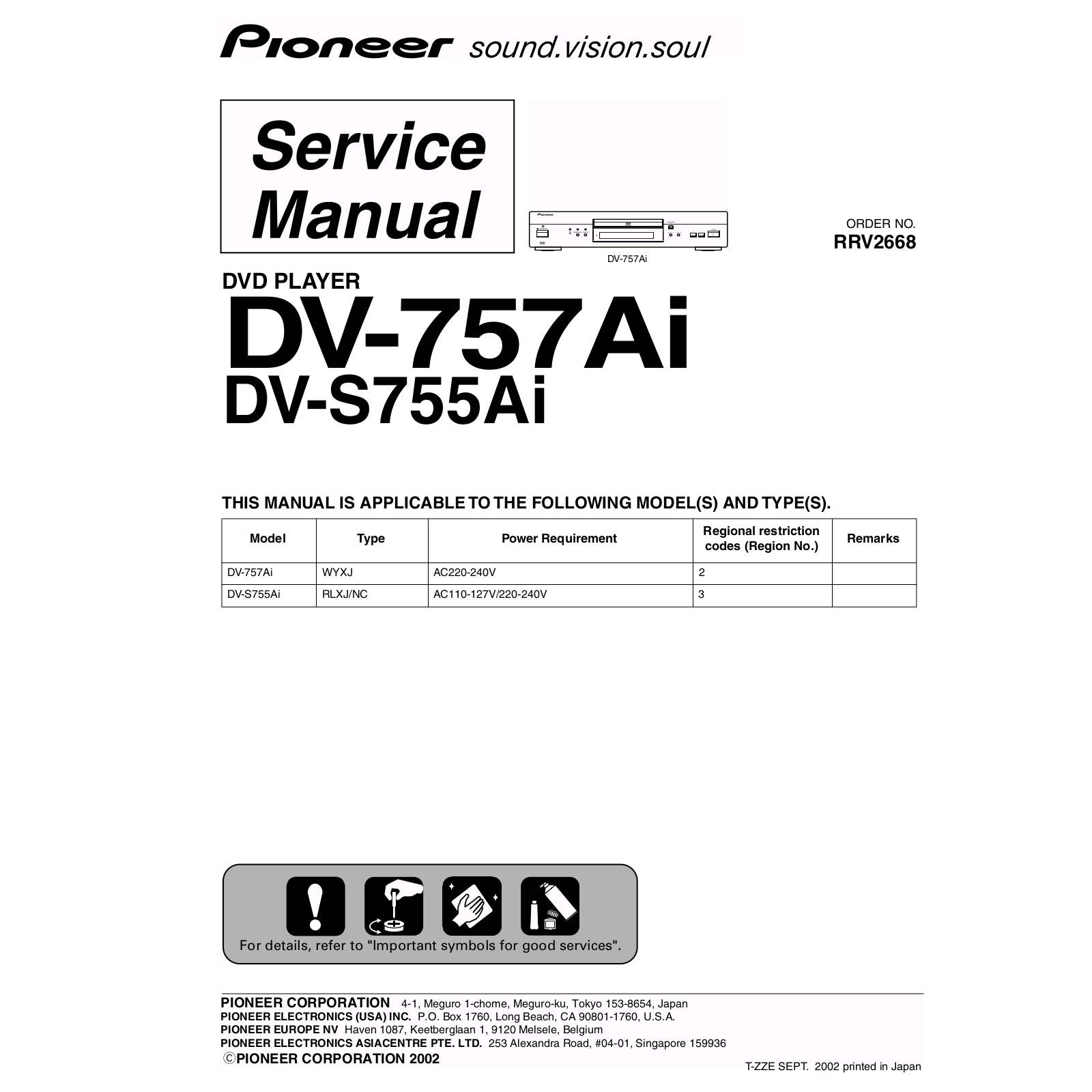 Pioneer DV-757AI, DV-S755AI Service manual