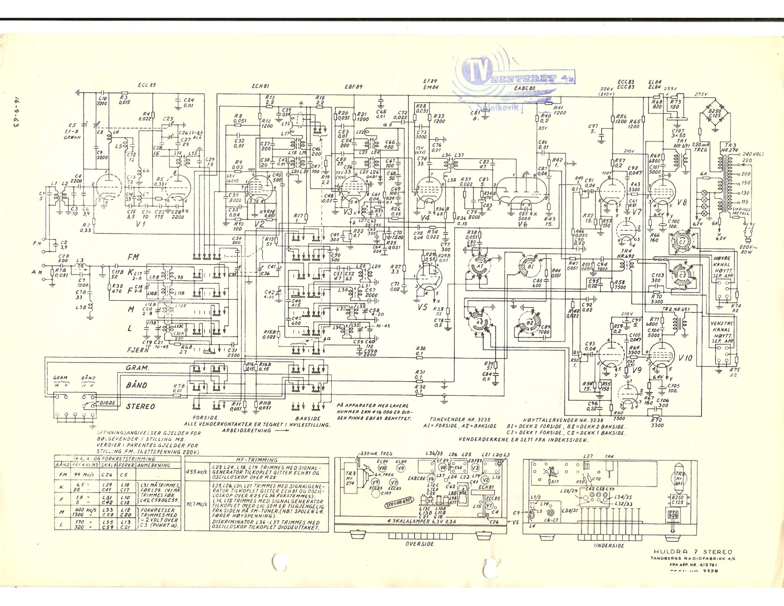 Tandberg Huldra 7 Schematic