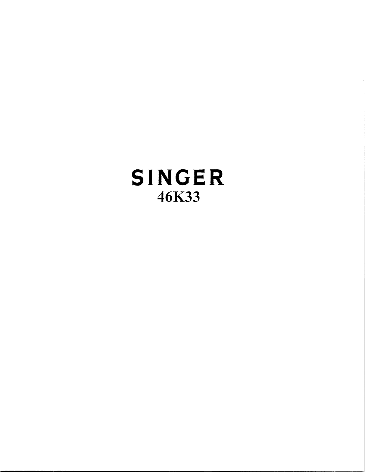 Singer 46K33 User Manual