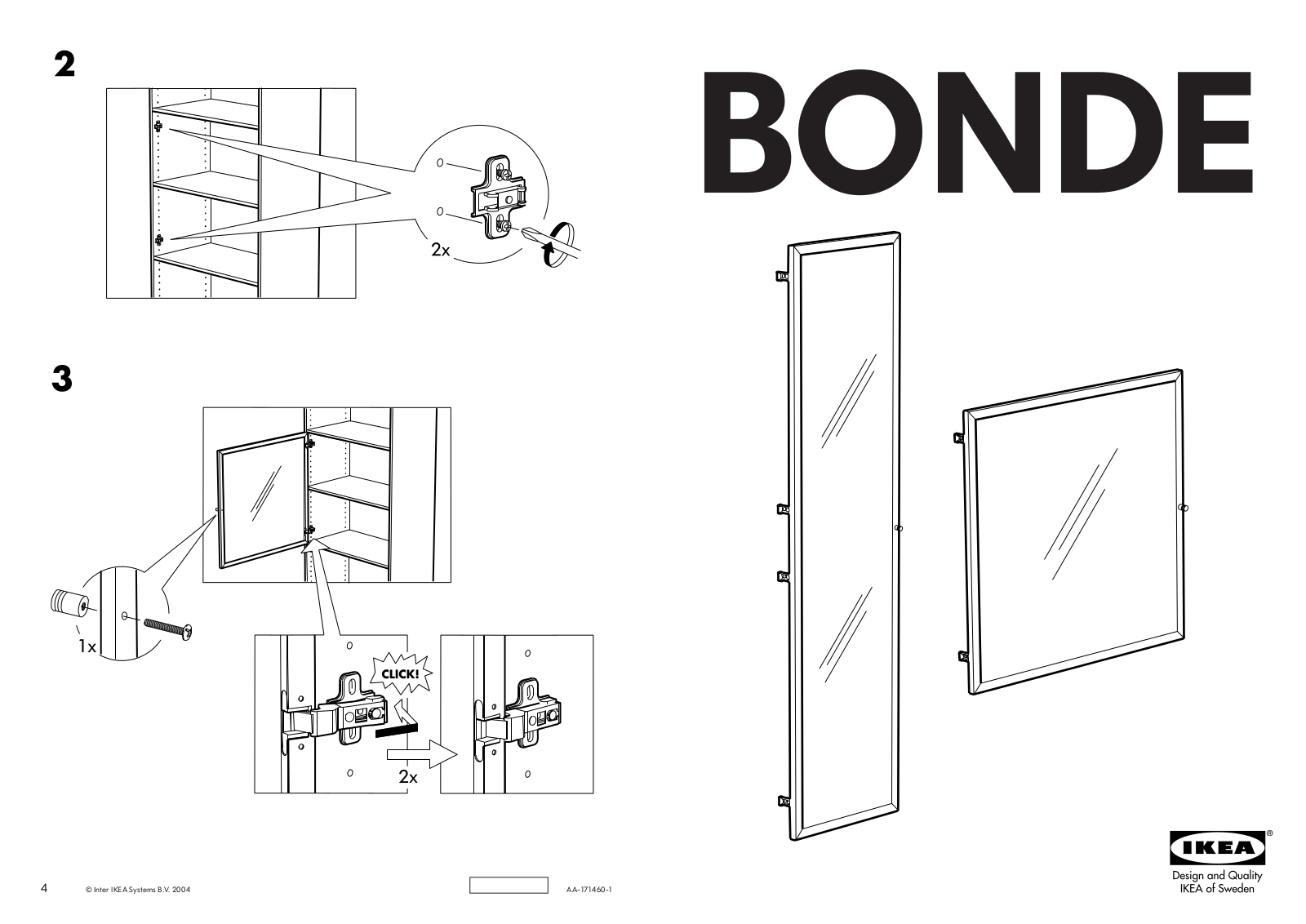 IKEA BONDE GLASS DOOR 28X28 Assembly Instruction