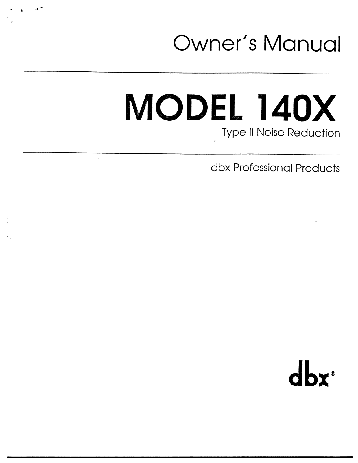 DBX 140X Owner's Manual