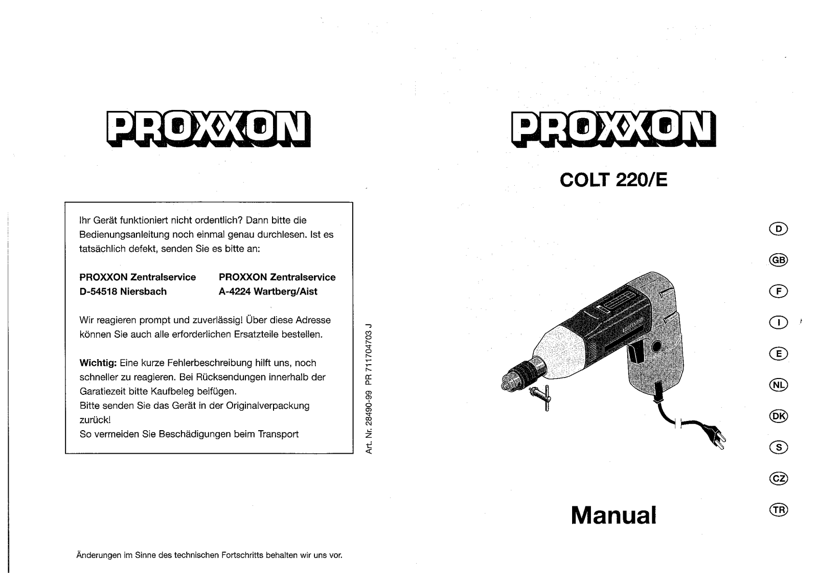 Proxxon COLT 220/E User guide