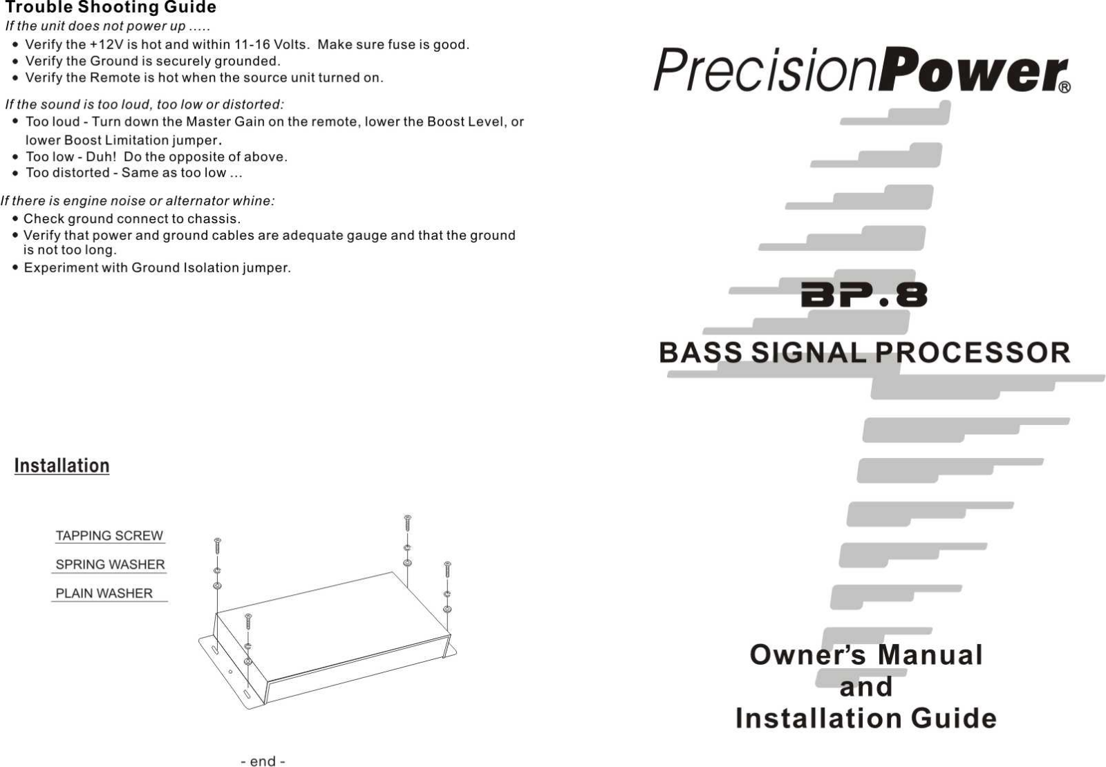 Precision power BP.8 User Manual