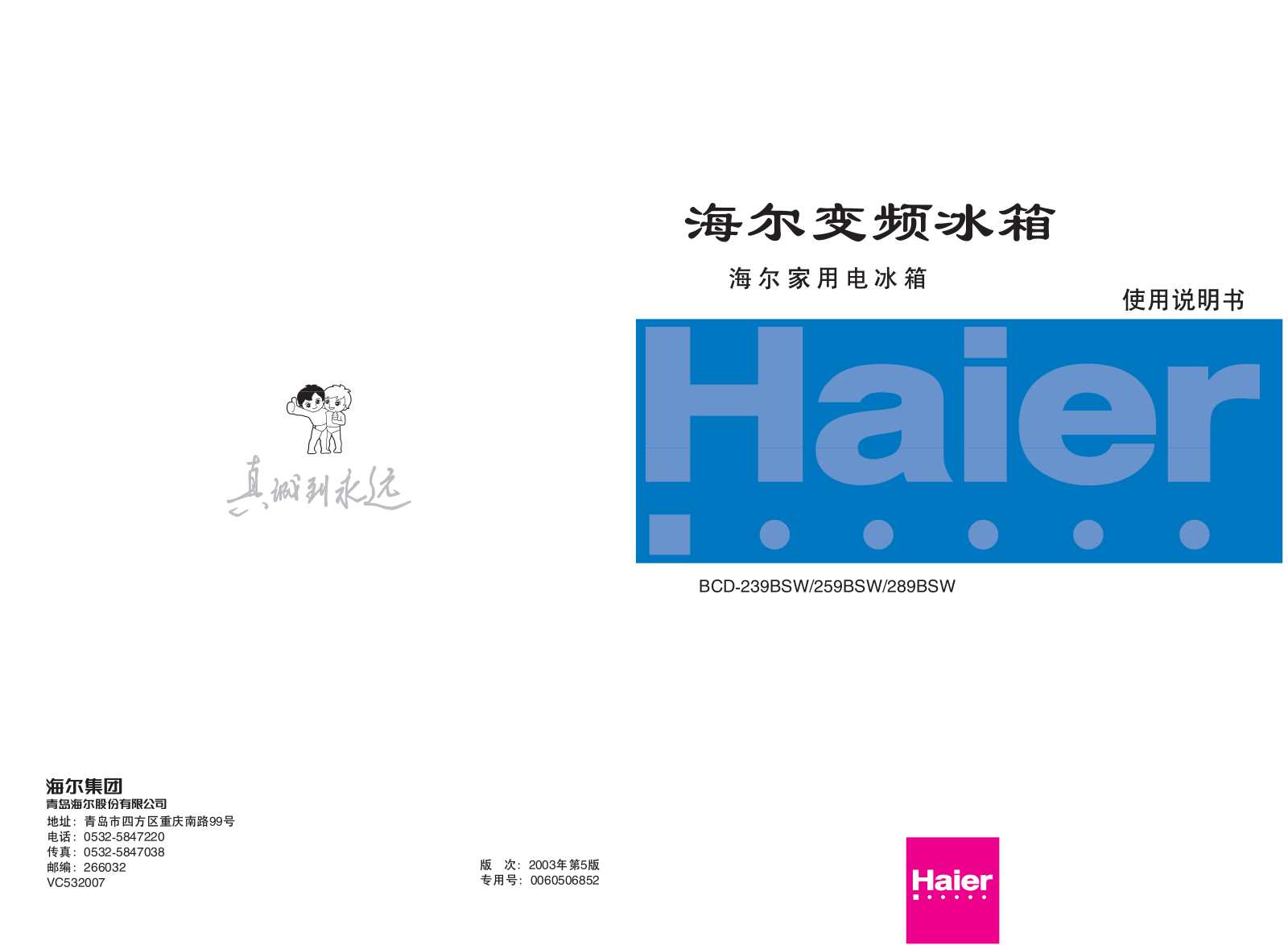 Haier BCD-239BSW, BCD-259BSW, BCD-289BSW User Manual