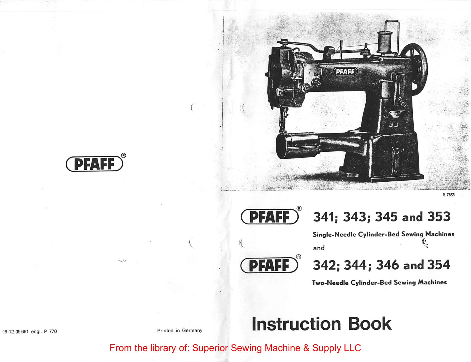 Pfaff 341, 343, 345, 353, 342 Instruction Manual