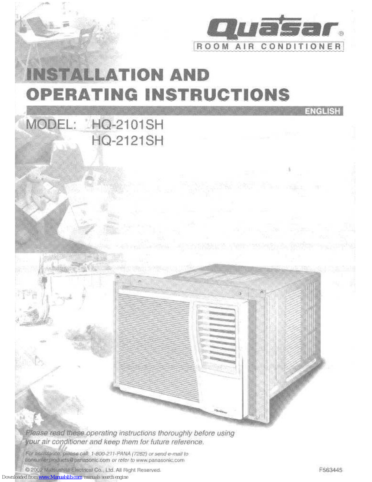 Quasar HQ-2101SH, HQ-2121SH Installation And Operating Instructions Manual