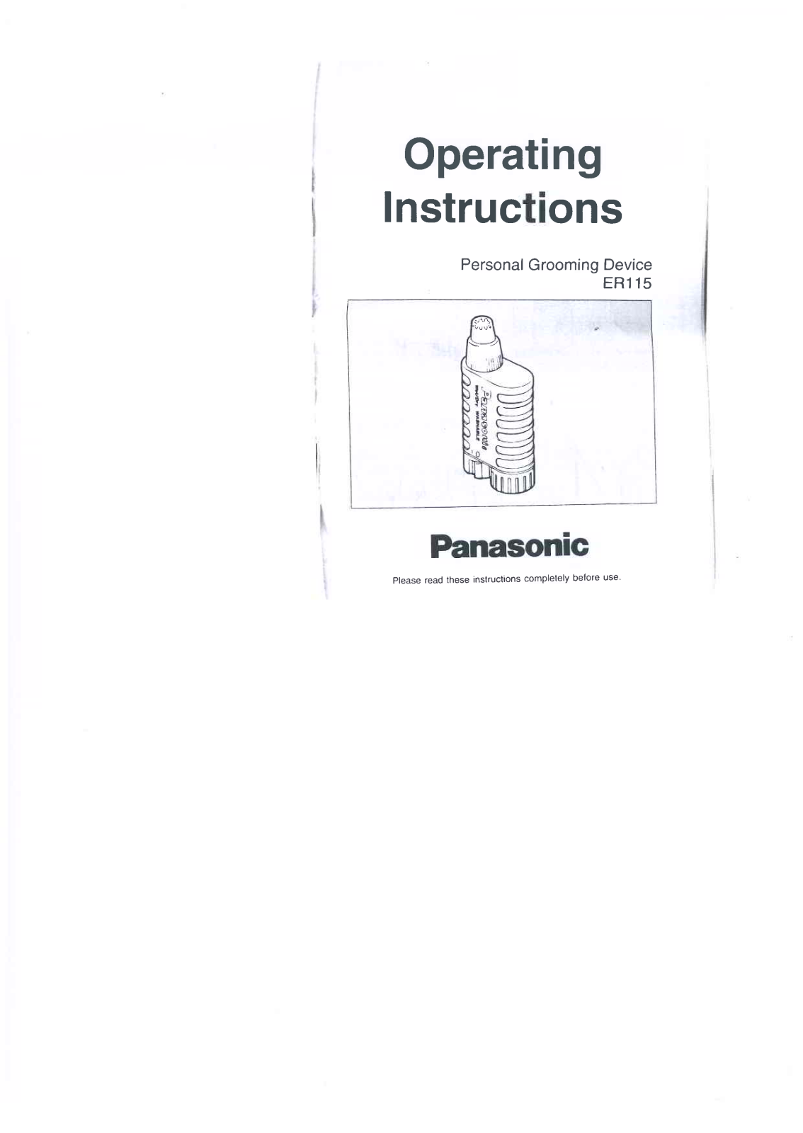 Panasonic ER-115 Operating Instructions