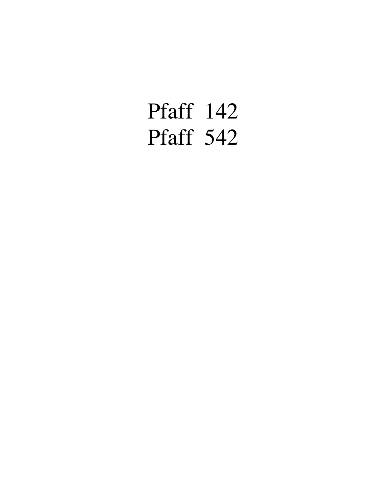 PFAFF 142, 542 Parts List