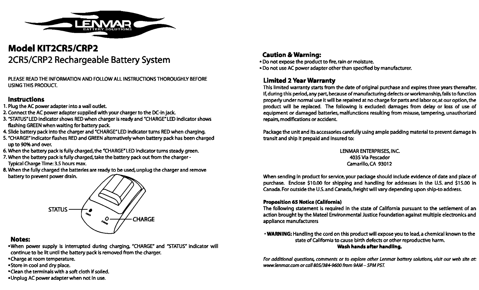 Lenmar Enterprises KIT2CR5/CRP2 User Manual