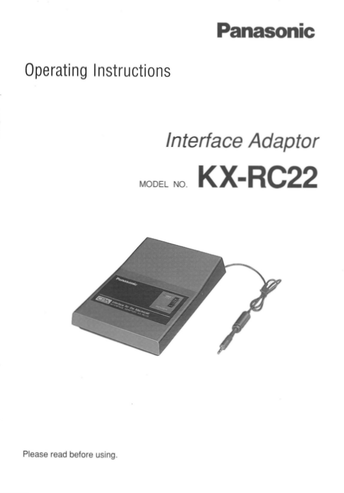 Panasonic KX-RC22 User Manual