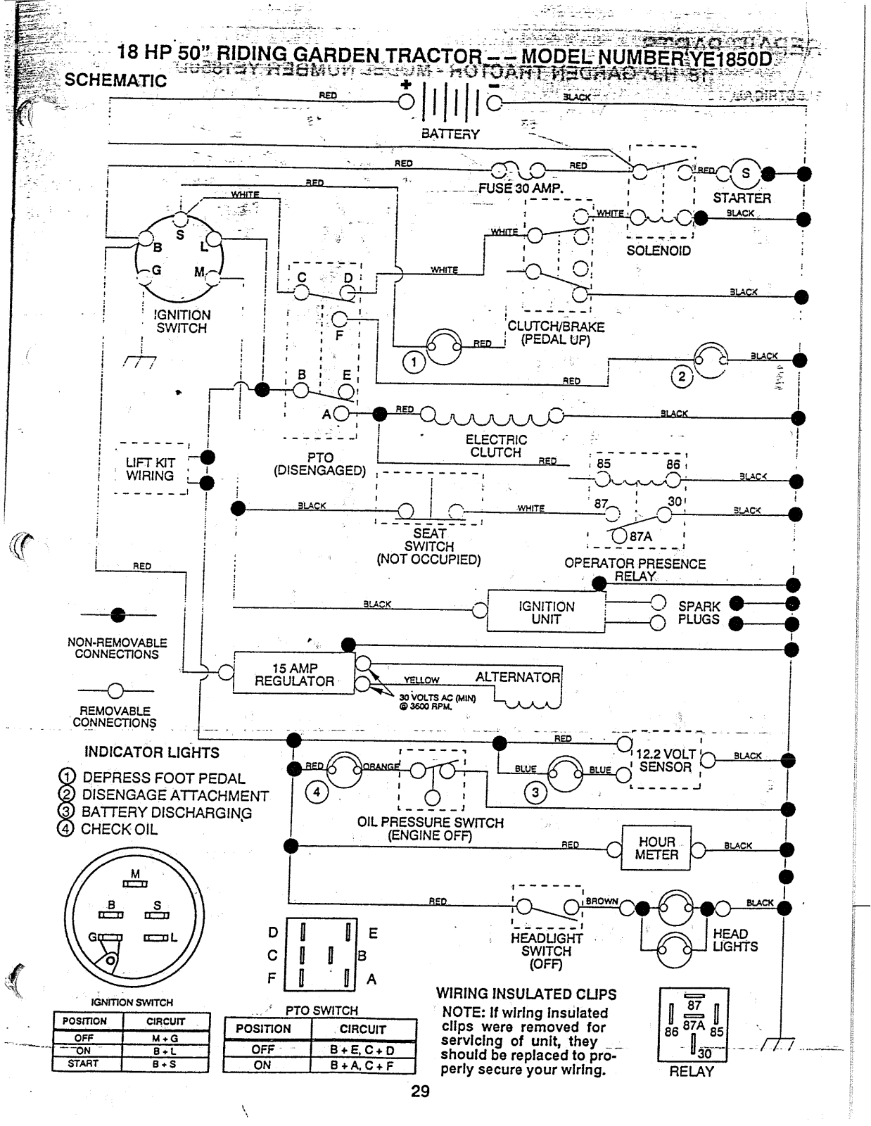 AYP YE1850D Parts List