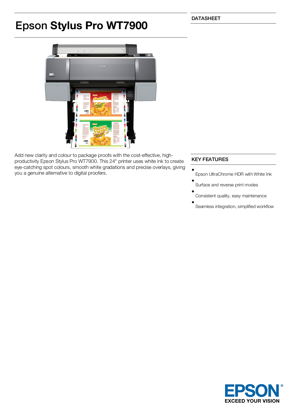 Epson C11CA68001A0 Product Data Sheet