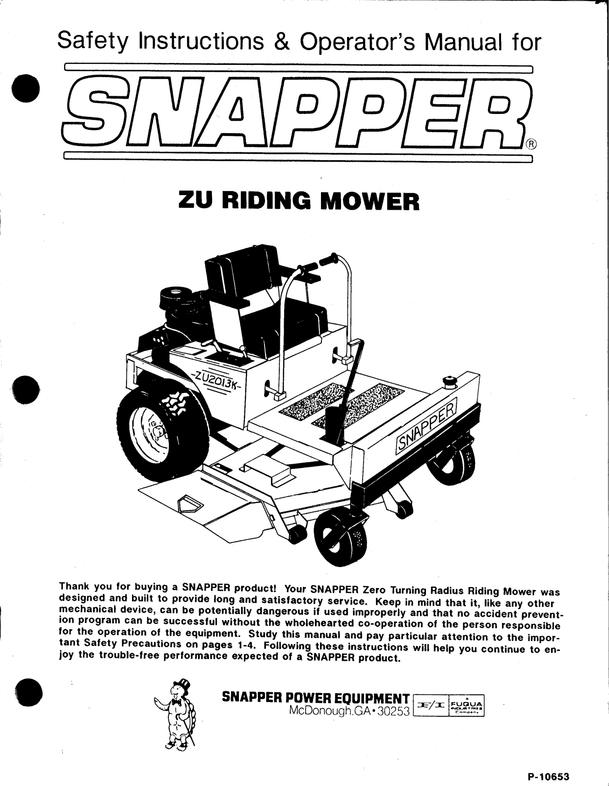 Snapper P-10653 User Manual