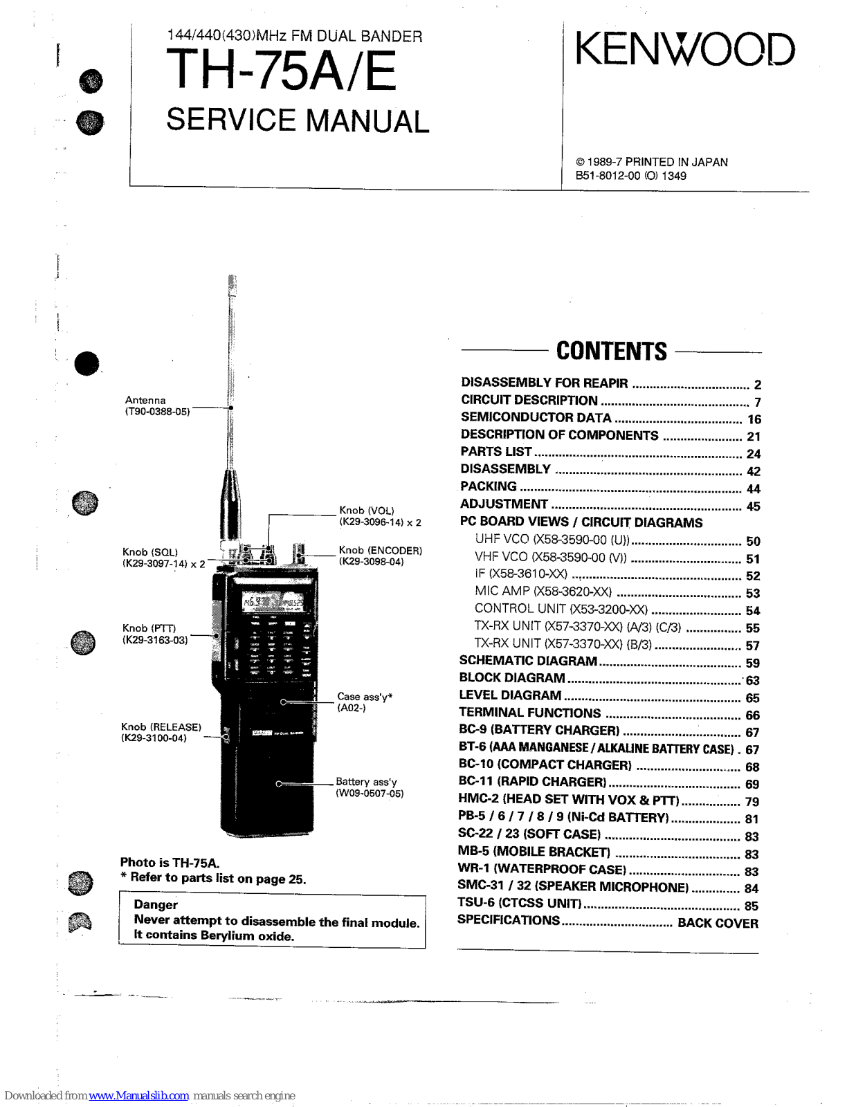 Kenwood TH-75A/E Service Manual