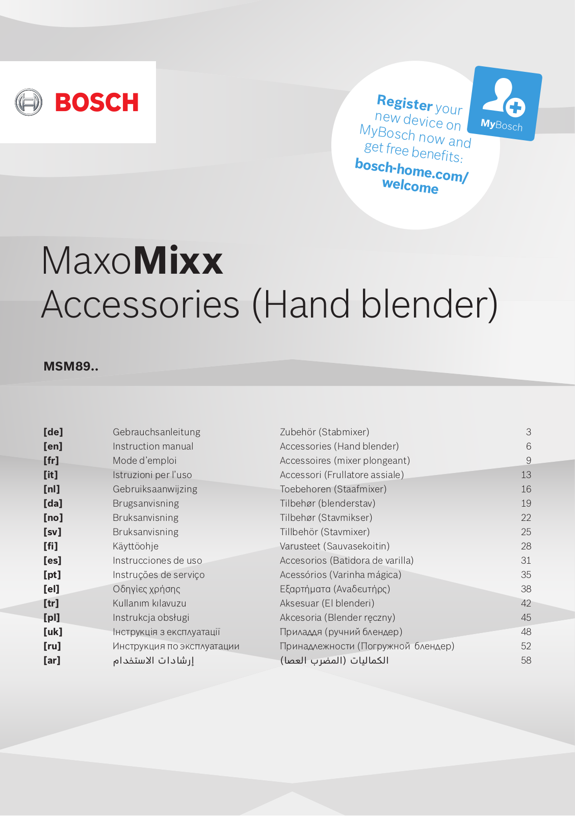 Bosch MaxoMixx MSM89 Instruction Manual