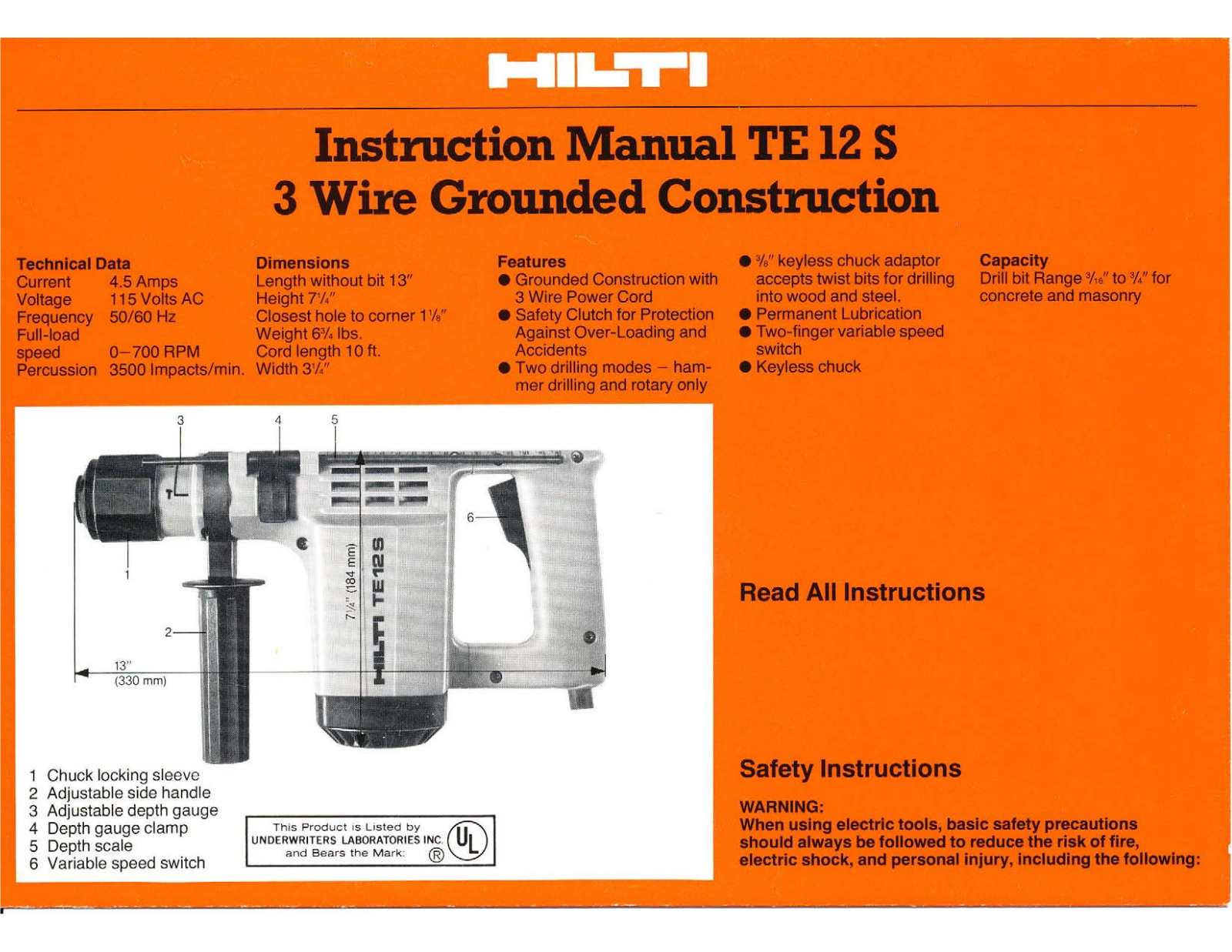 Hilti TE12S User Manual