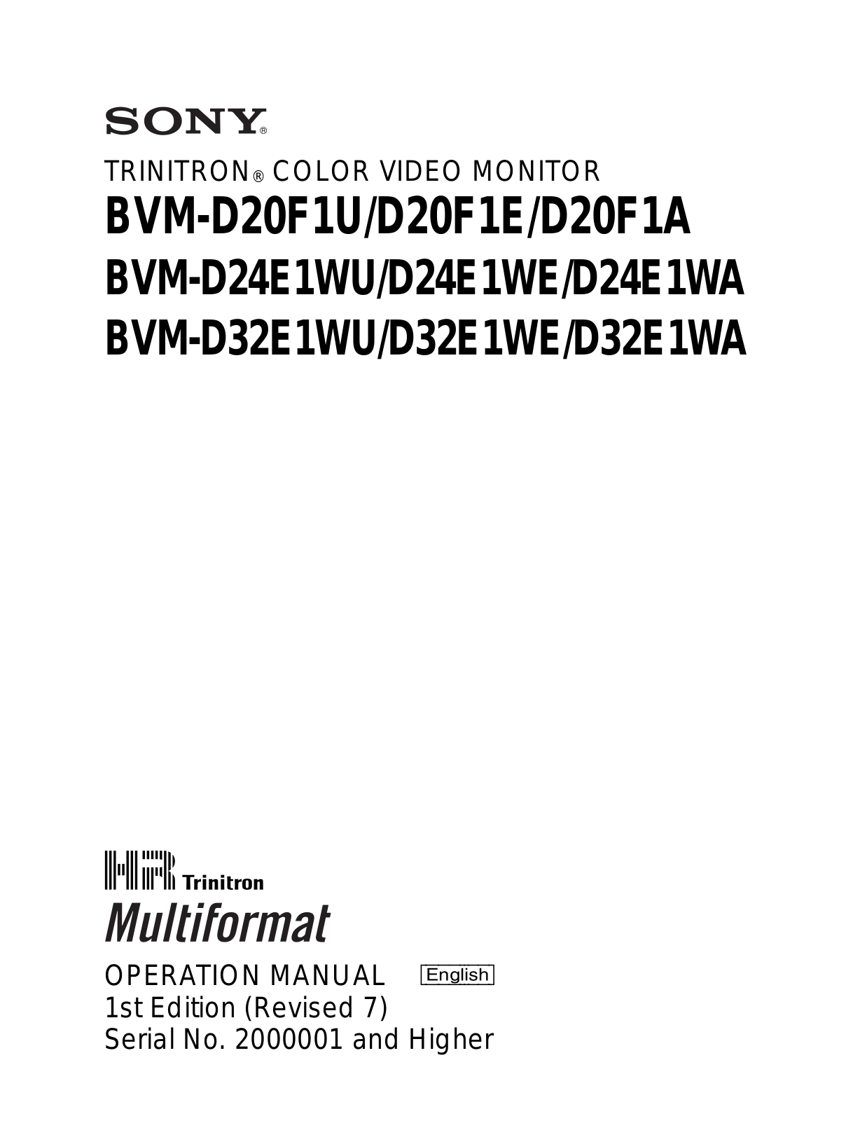 Sony BVM-D24E1WU User Manual