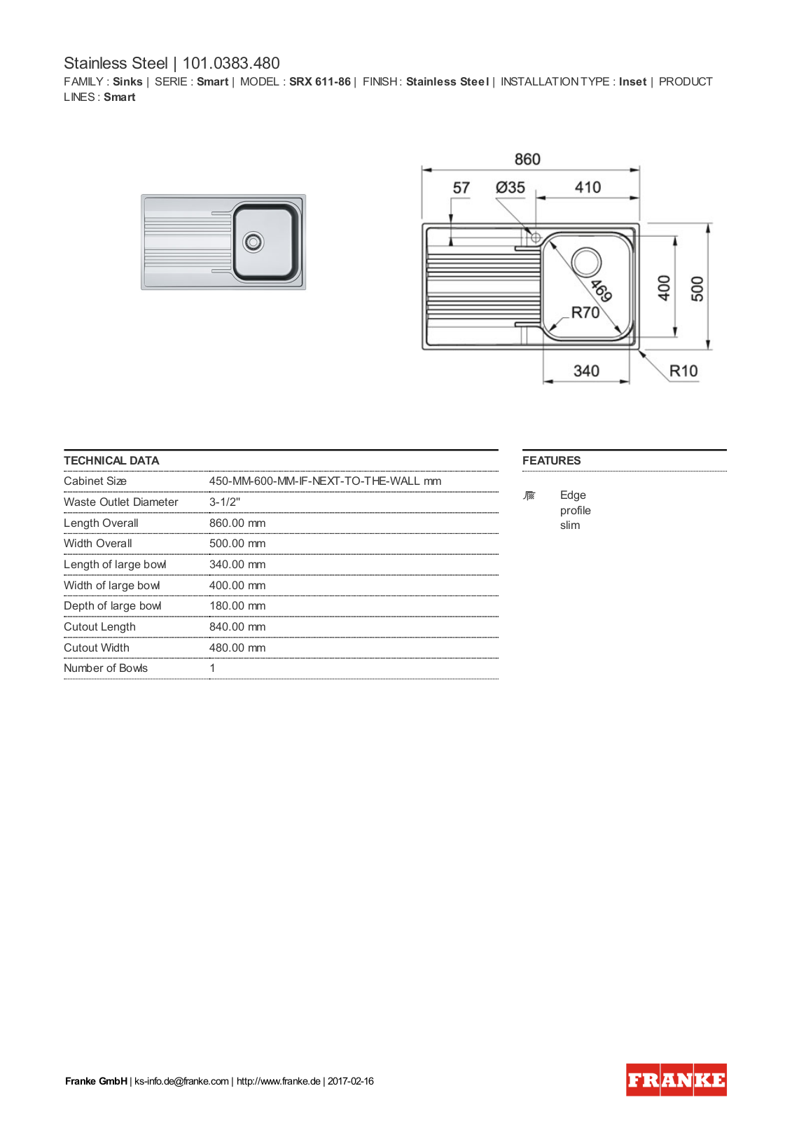 Franke 101.0383.480 Service Manual