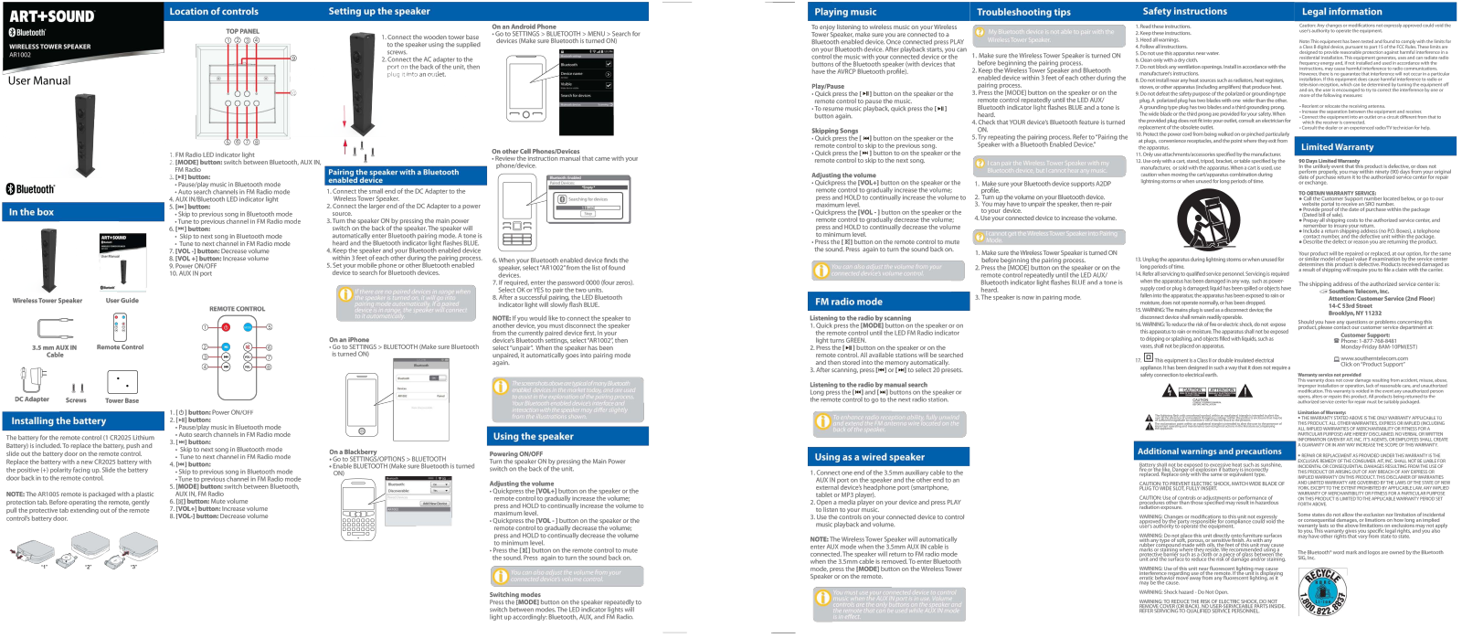 Art Sound AR1002 User Manual