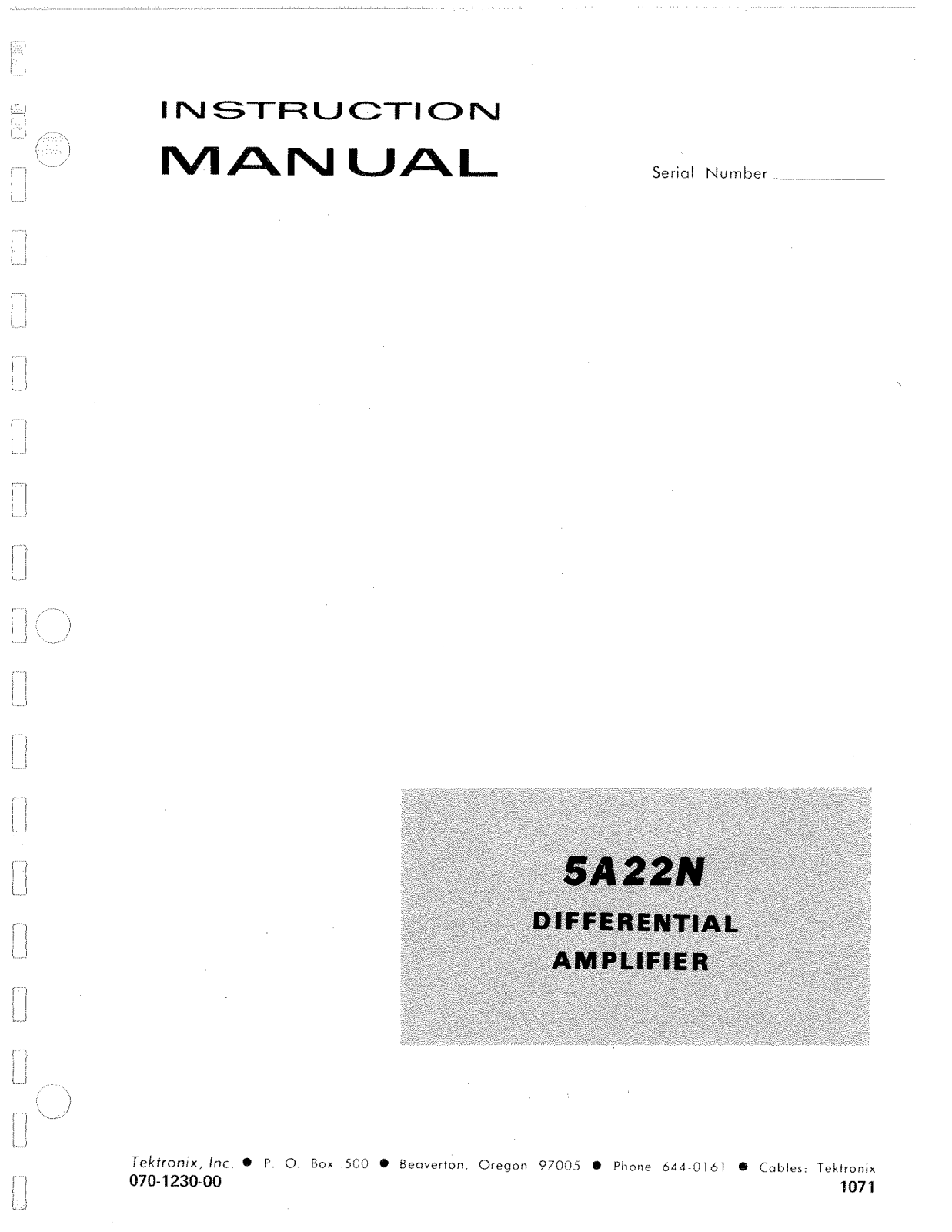 Tektronix 5A22N User Manual