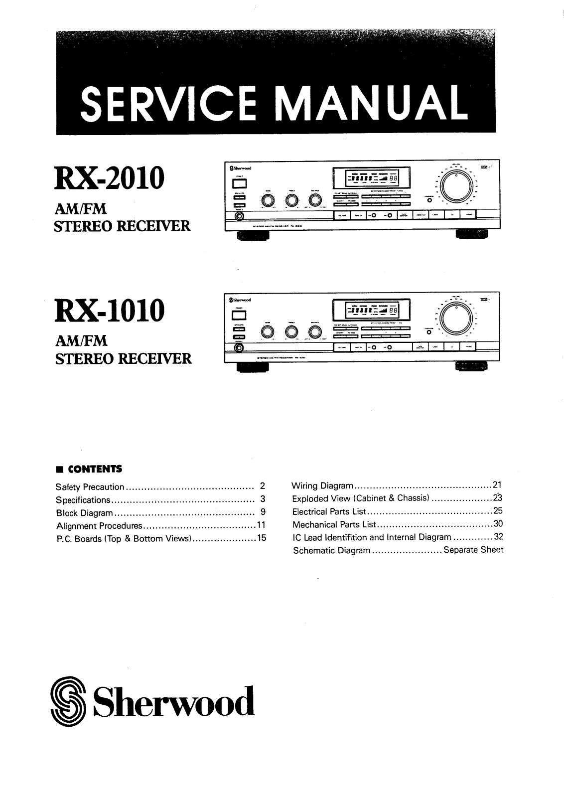 Sherwood RX-1010, RX-2010 Service manual