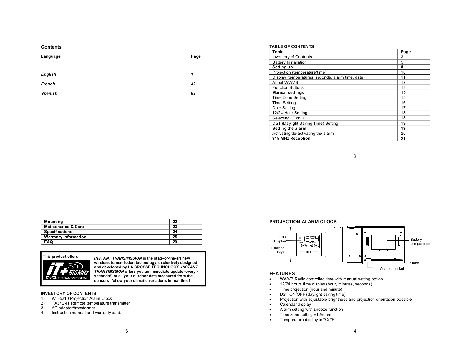 La Crosse Technology WT-5210U-IT, WT-5210 User Manual