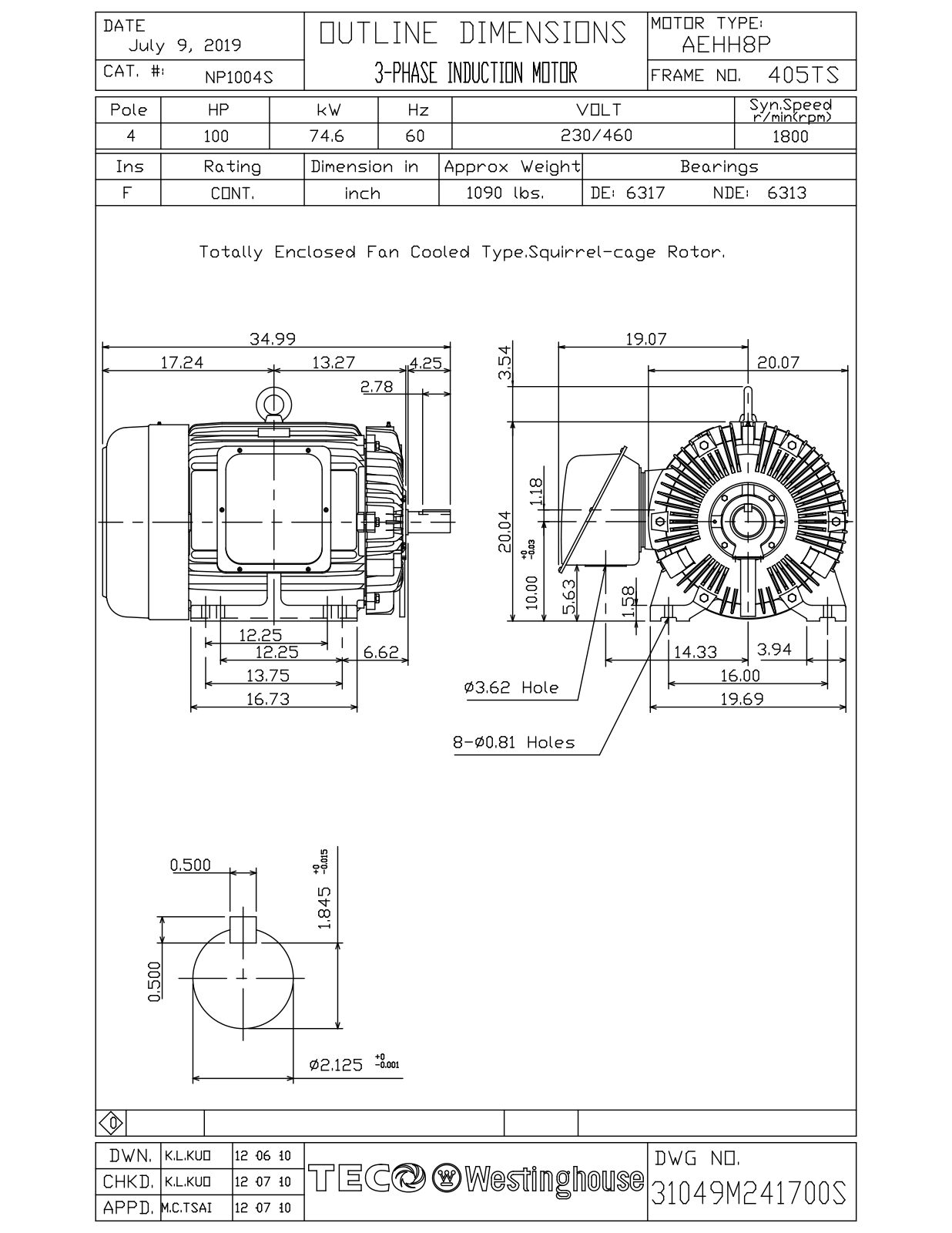 Teco NP1004S Reference Drawing