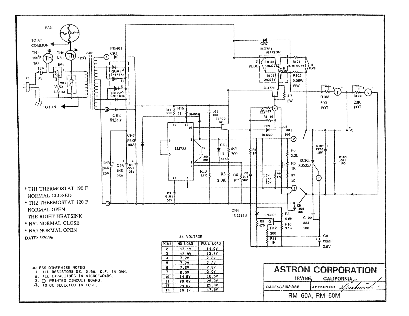 Astron Corporation RM-60A, RM-60M Schematic - ManualMachine.com