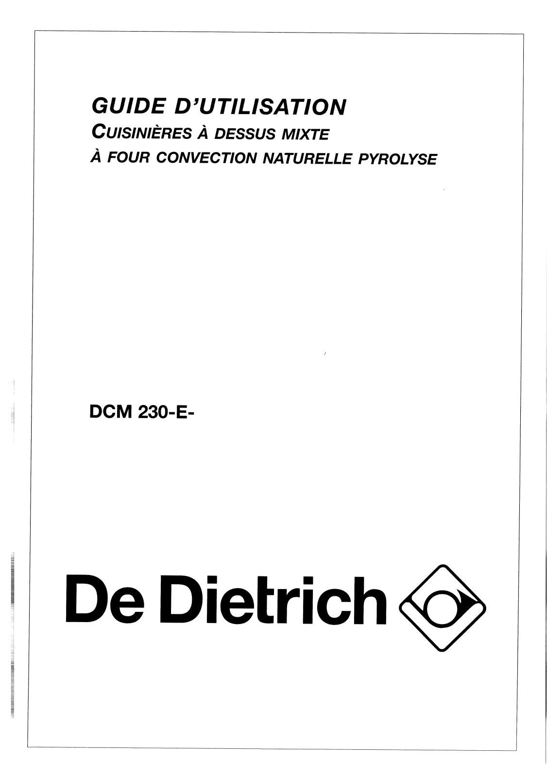 DE DIETRICH DCM230 User Manual