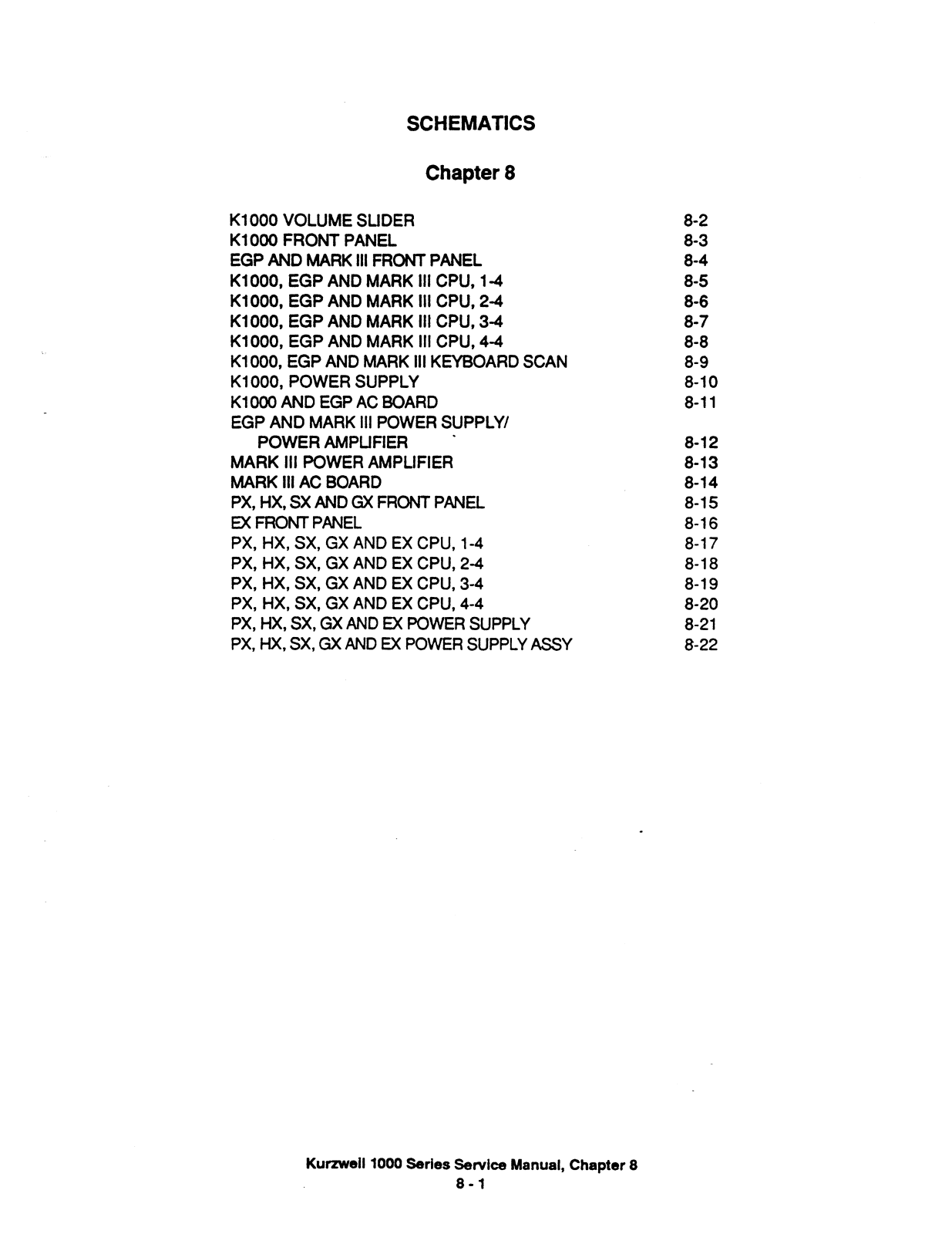 Kurzweil K1000 Cirquit Diagram