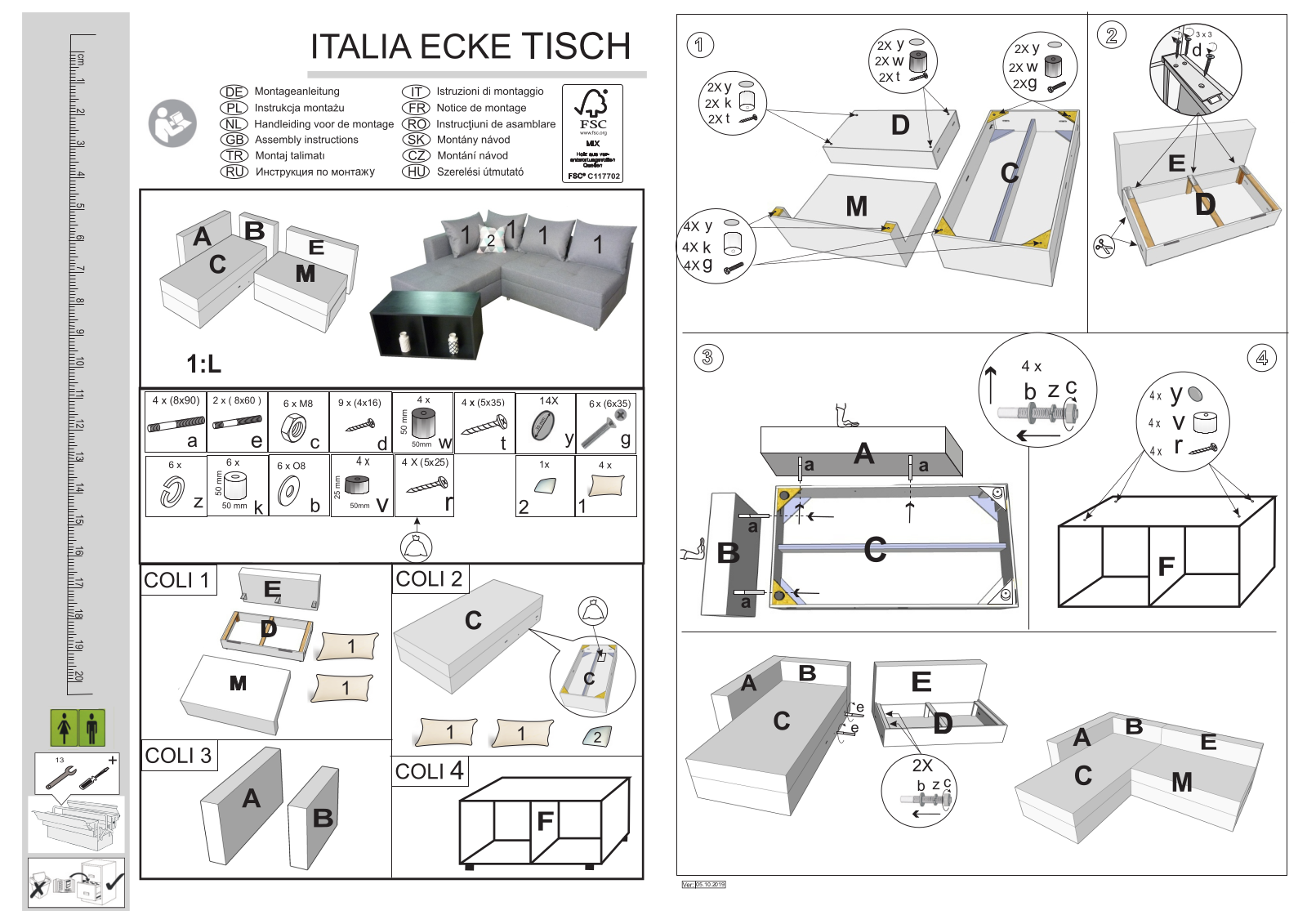 Home affaire Italia Assembly instructions