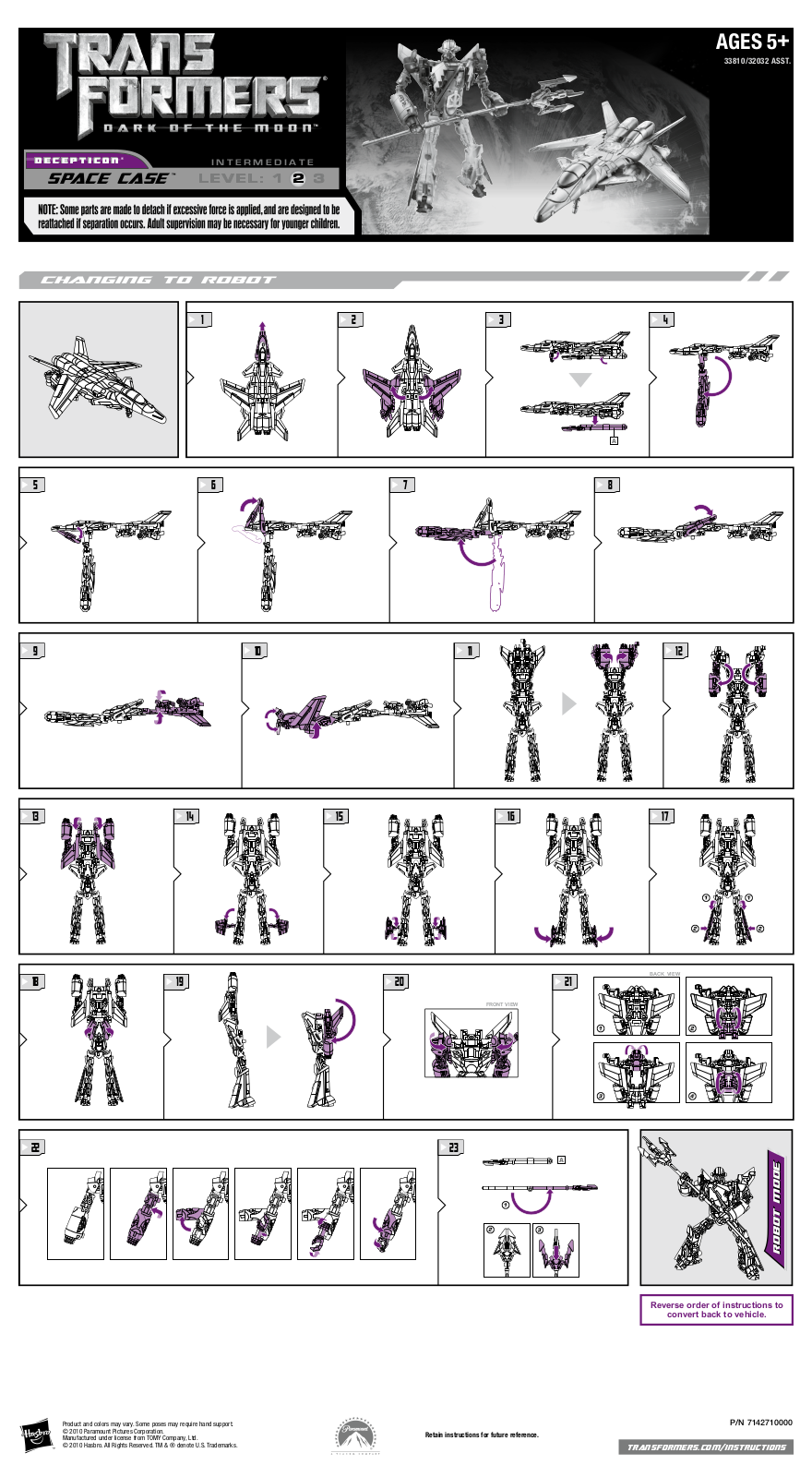 HASBRO Transformers DOTM Space Case User Manual