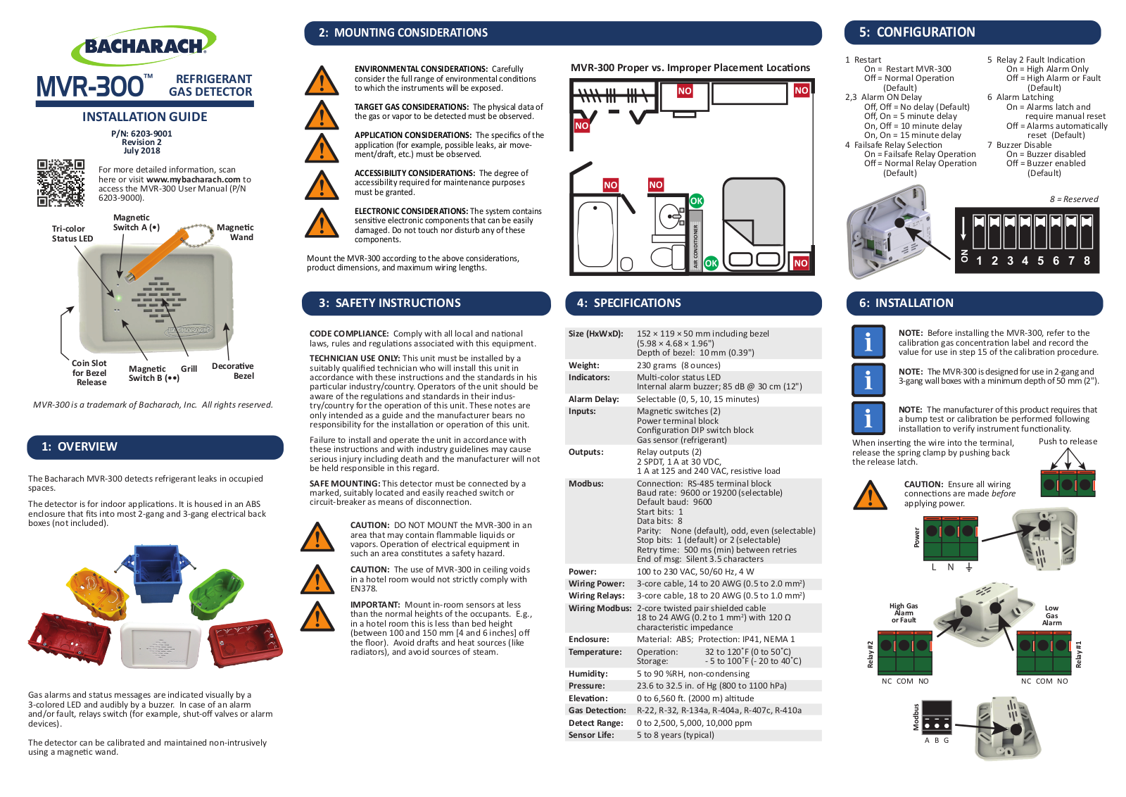 Bacharach MVR-300 Installation Guide