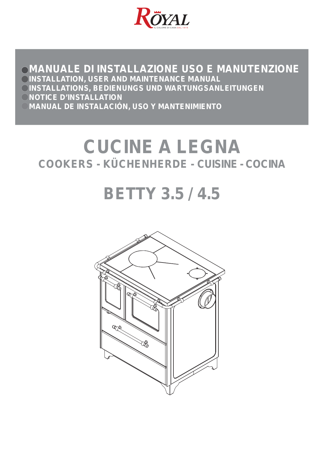 Royal BETTY 3.5, BETTY 4.5 Installation, User And Maintenance Manual