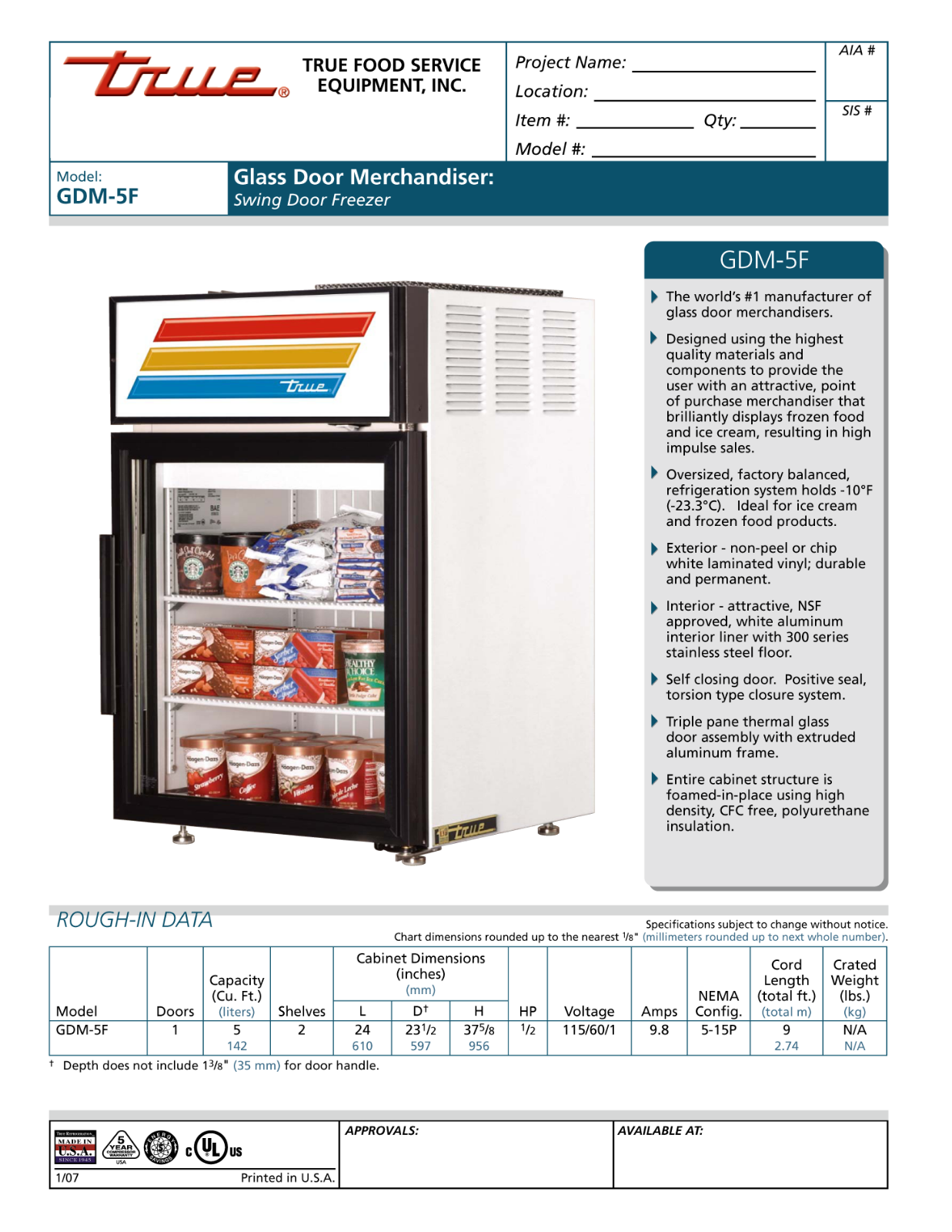 True GDM-5F User Manual