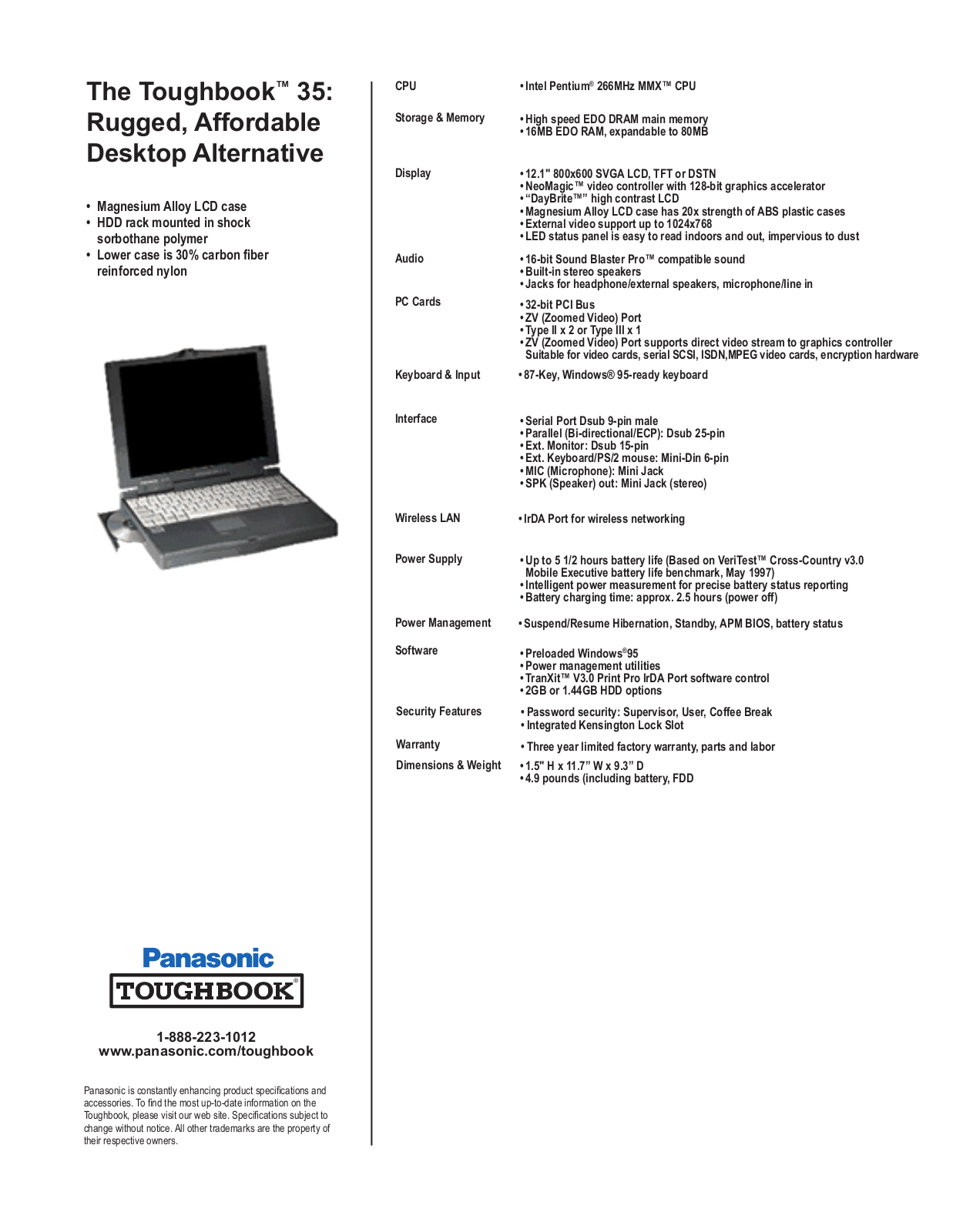 Panasonic Toughbook 35 User Manual