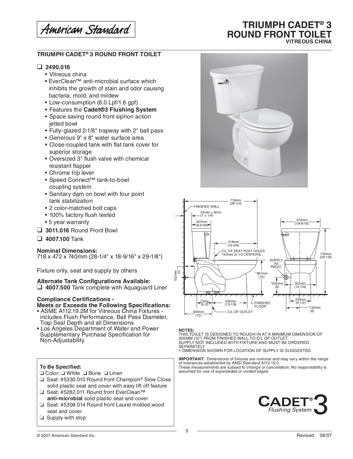 American Standard 2490.016 User Manual