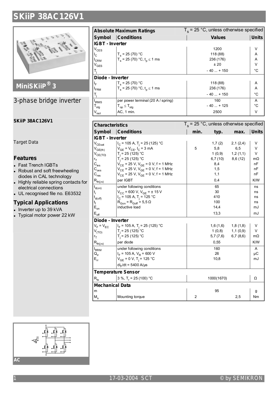 Semikron SKIIP38AC126V1 Data Sheet