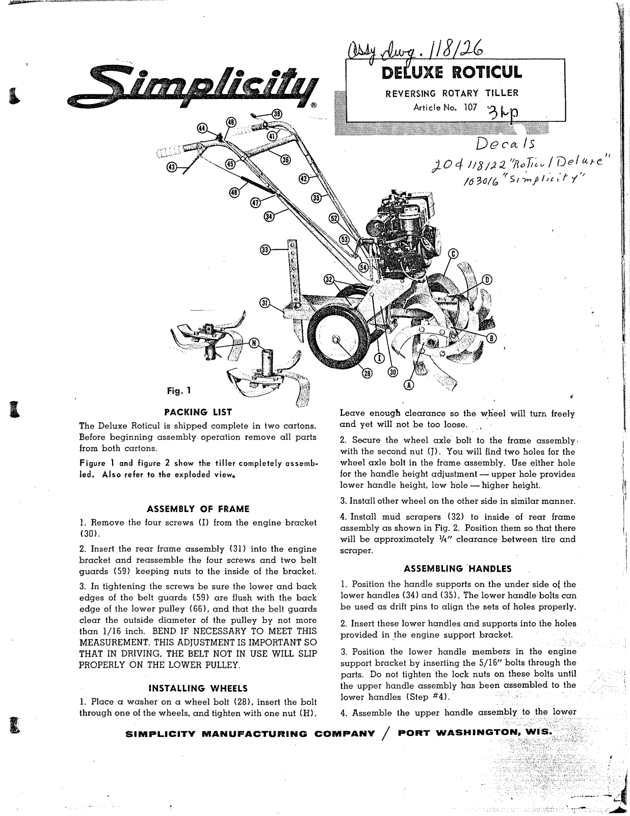 Simplicity 163016, 20d118122 User Manual