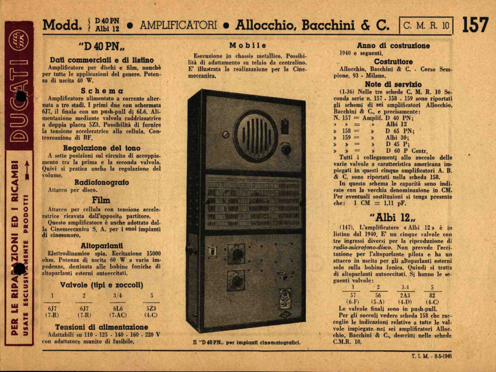 Allocchio Bacchini D 40 PN Diagram - ManualMachine.com